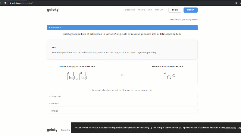 Upload data