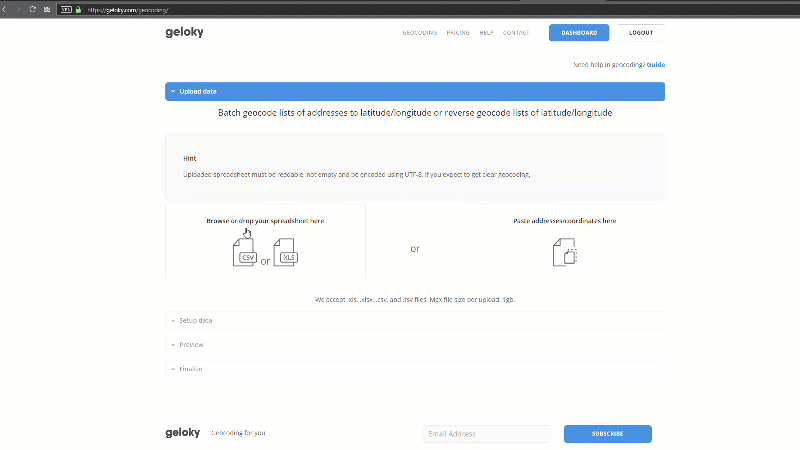 Upload data